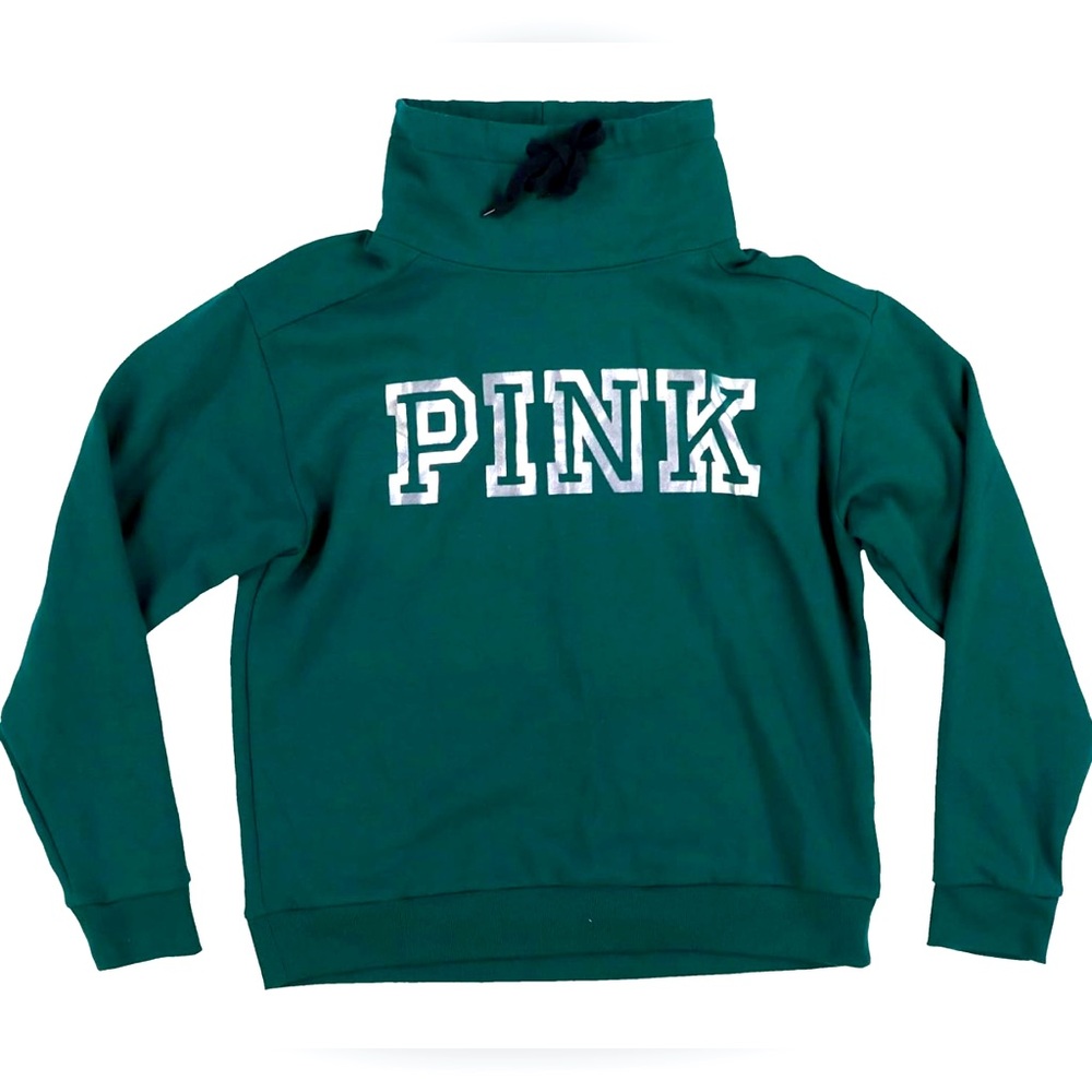 Victoria's Secret Pink Cowl Neck Logo Sweatshirt (Green), Size XS